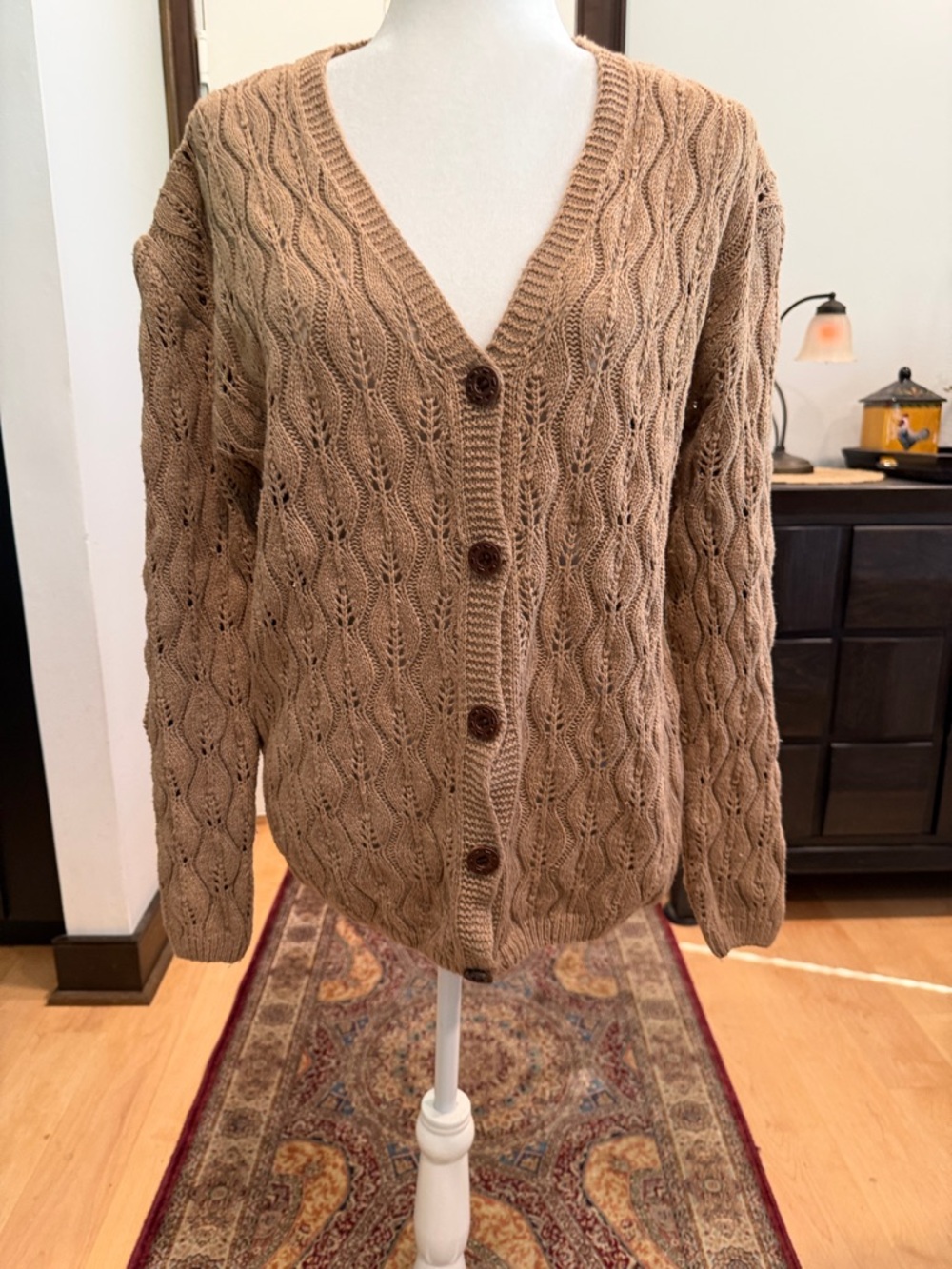 Jon & Anna Cable Knit Button-Front Cardigan - Camel Brown
